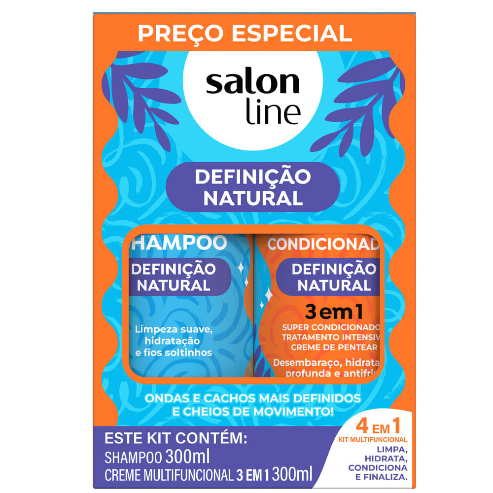 Kit Salon Line Shampoo 300ml + Creme Multifuncional Definição Natural 300ml