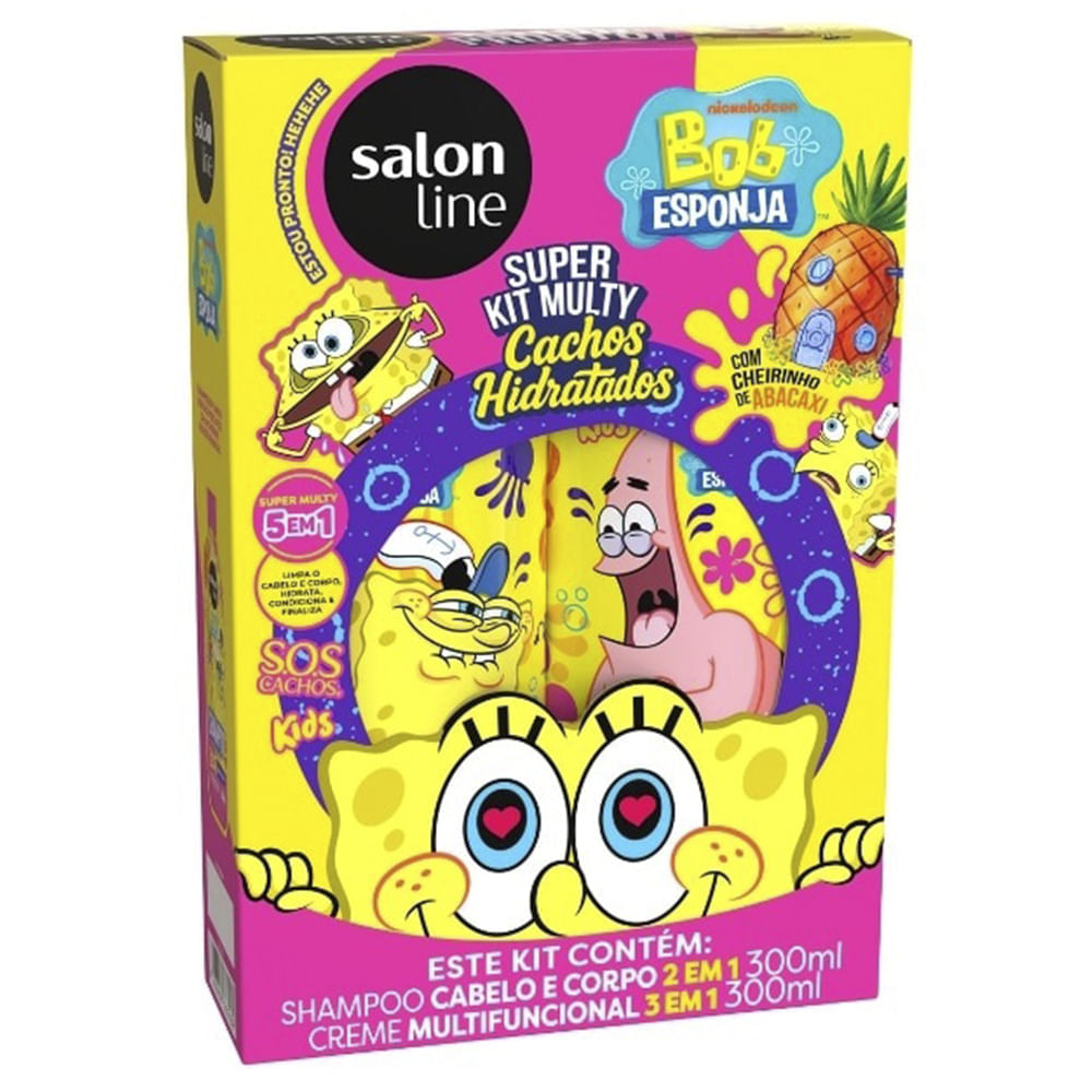 Kit Salon Line Shampoo 300ml + Creme Multifuncional 300ml Sos Cachos Bob Esponja