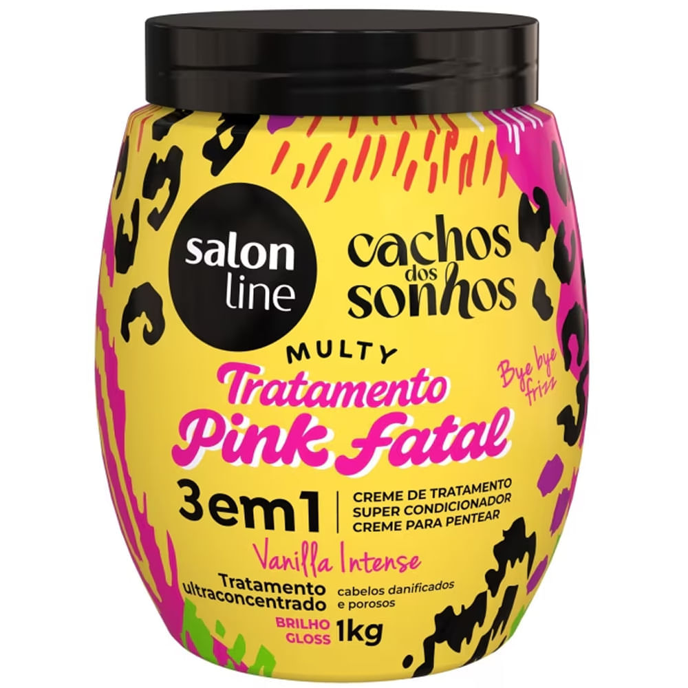 Creme De Tratamento 3 E 1 Cachos Dos Sonhos Multy Pink Fatal Salon Line 1kg