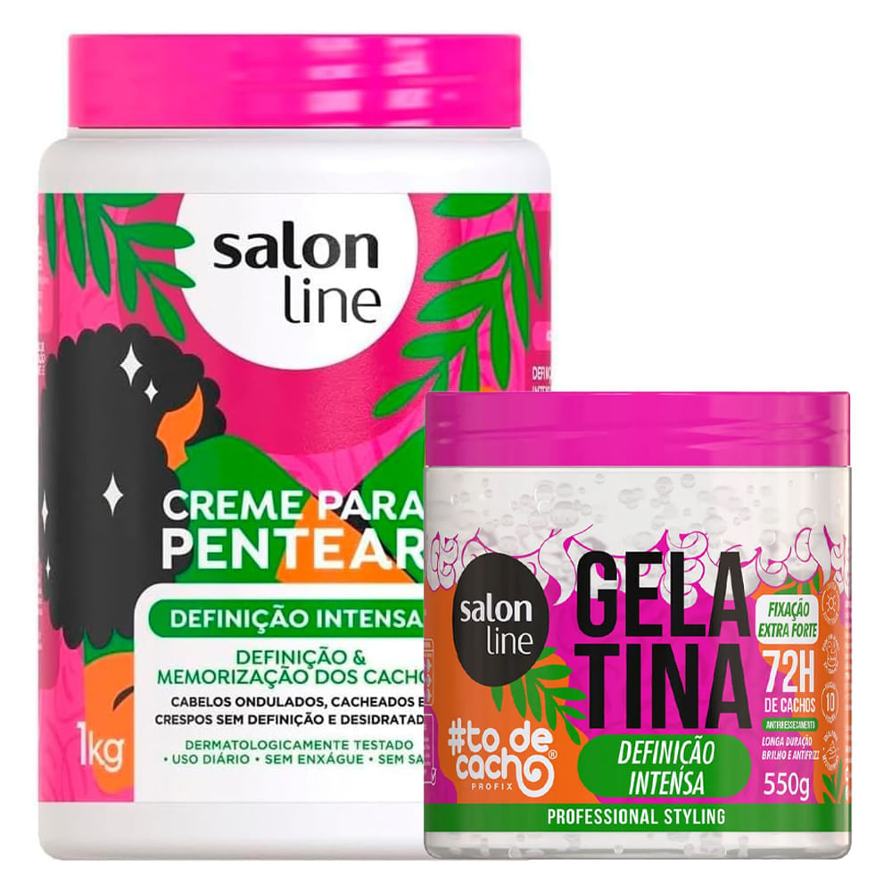 Kit Salon Line #todecacho Definição Intensa Creme Para Pentear 1kg + Gelatina 550g