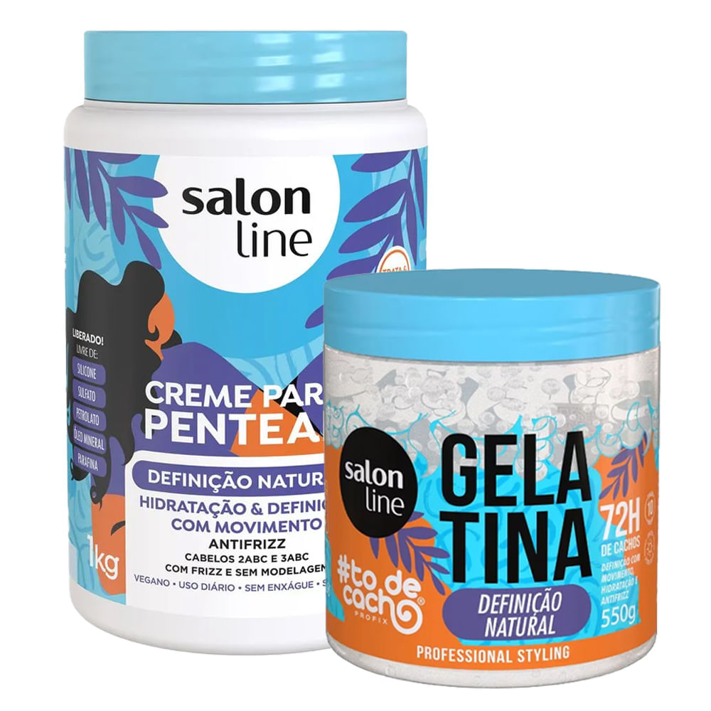 Kit Creme De Pentear Salon Line Definição Natural 1kg + Gelatina Salon Line 550g