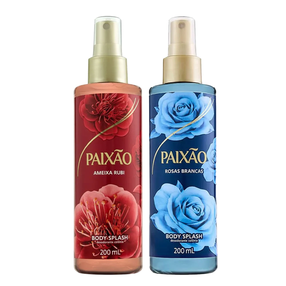 Kit Body Splash Paixão Rosas Brancas 200ml + Ameixa Rubi 200ml