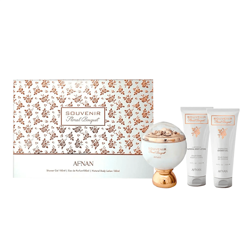 Kit Afnan Floral Bouquet Eau De Parfum 100ml + Shower Gel 100ml + Body Lotion 100ml