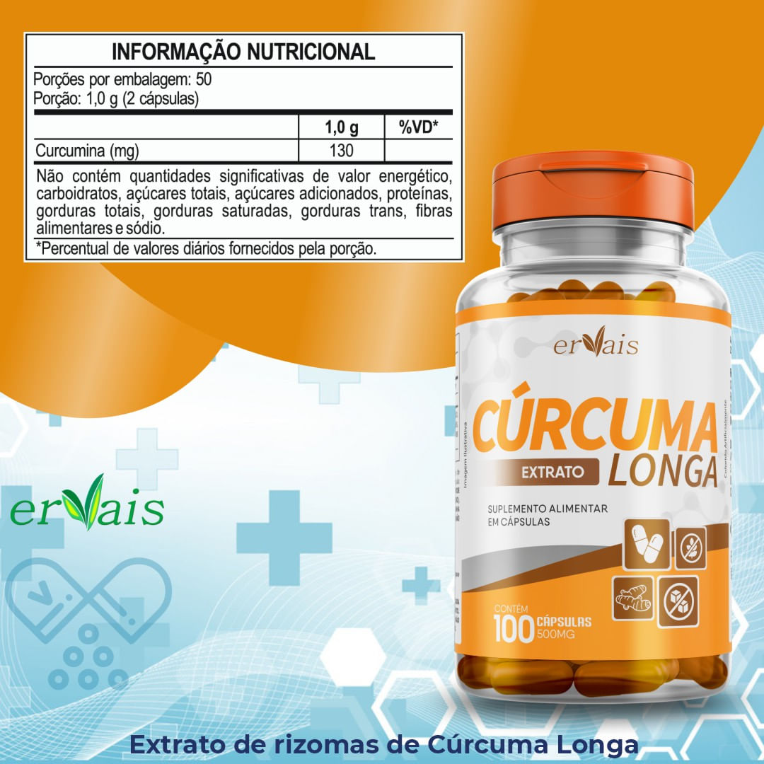 Kit 3 Frascos Curcuma Extrato Curcumina Longa Pura Açafrão 100 cápsulas cada
