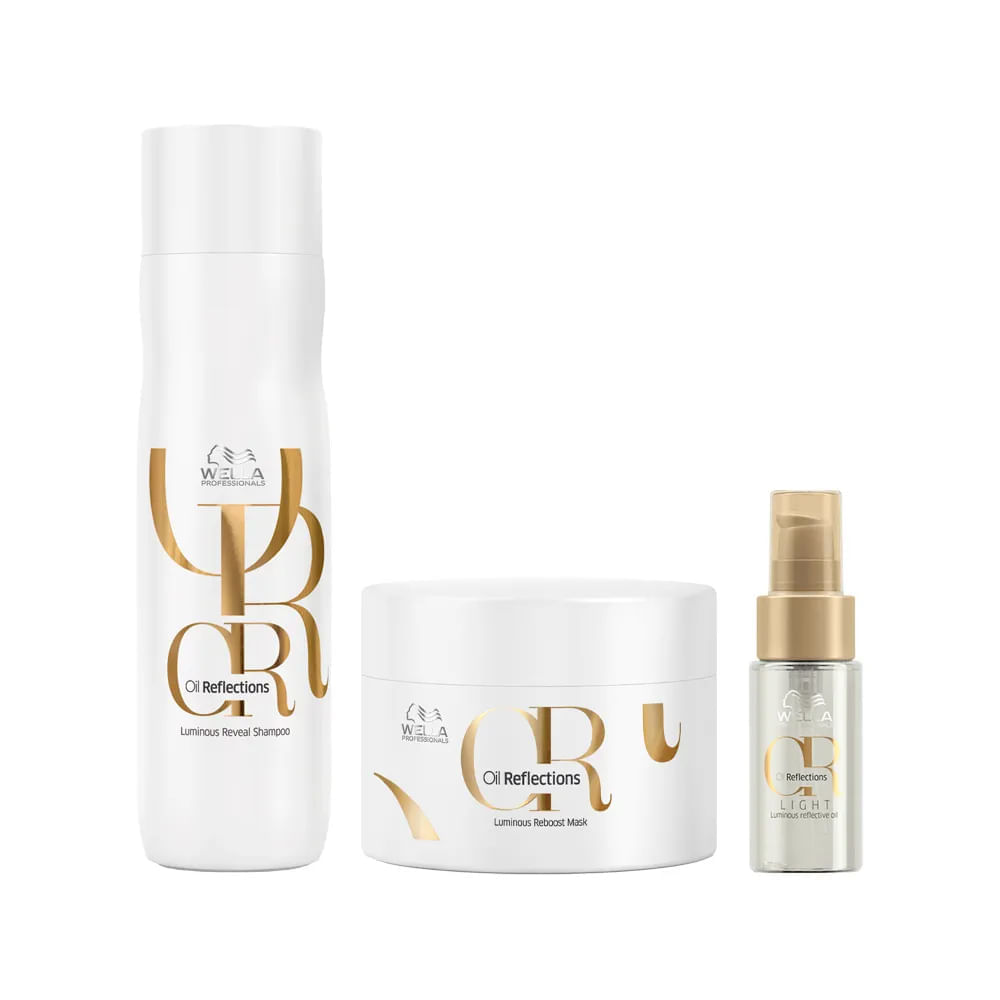 Kit Wella Oil Reflections Shampoo 250ml + Máscara 150ml + Óleo Capilar Light 30ml