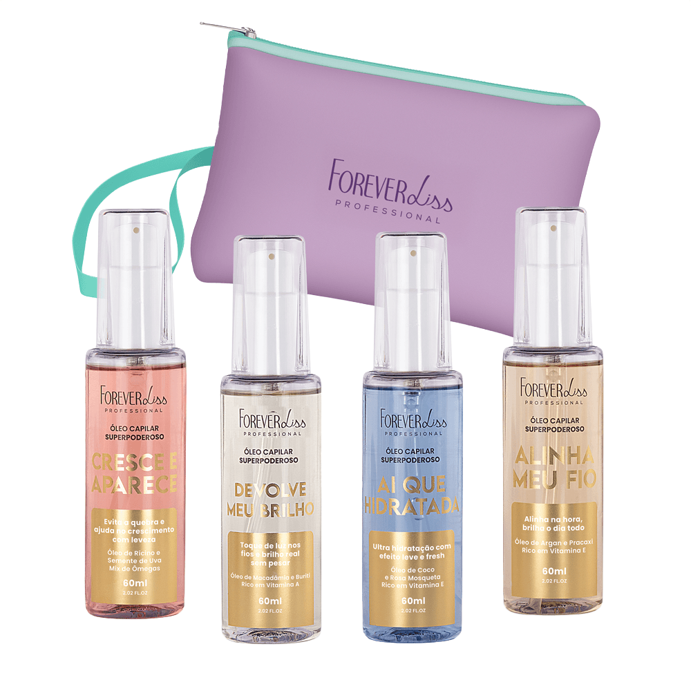 Kit Óleos Superpoderosos + Necessaire Forever Liss 4 Unidades 60ml