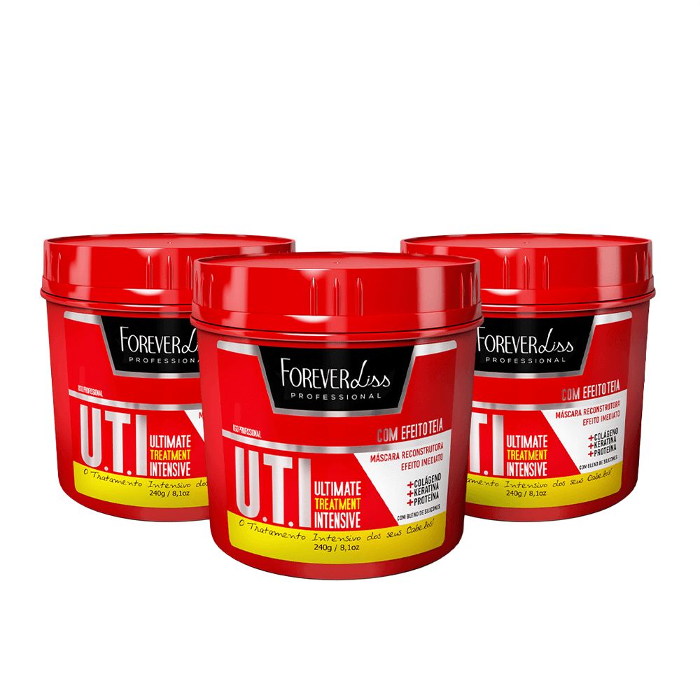 Combo Com 3 Máscaras Reconstrutora Uti Forever Liss 240g
