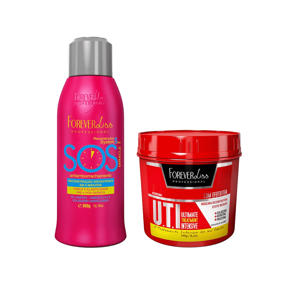 Kit Reconstrutor Sos Antiemborrachamento 300g + Máscara Uti 240g Forever Liss