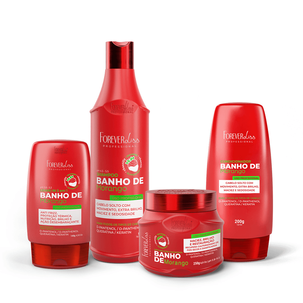Kit Banho De Verniz Morango Completo Forever Liss