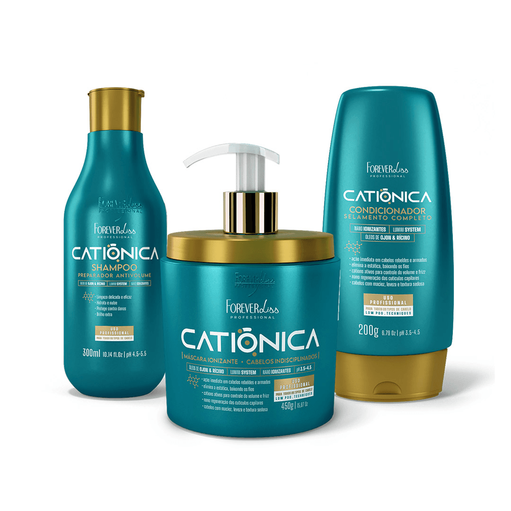 Kit Ionizante Catiônica Forever Liss Shampoo 300ml + Máscara 450g + Condicionador 200ml