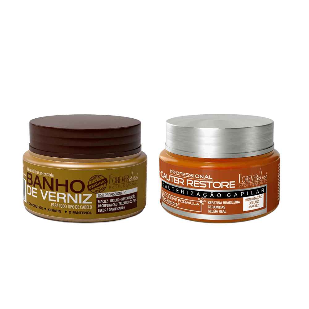 Combo Mini Máscara Banho De Verniz 40g + Mini Máscara Cauter Restore 40g Forever Liss