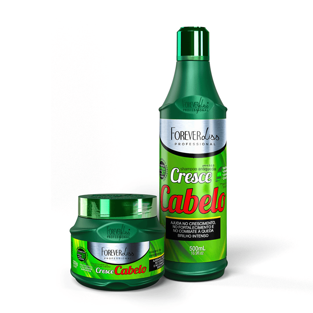 Kit Cresce Cabelo Crescimento Acelerado Shampoo 500ml + Máscara 250g Forever Liss