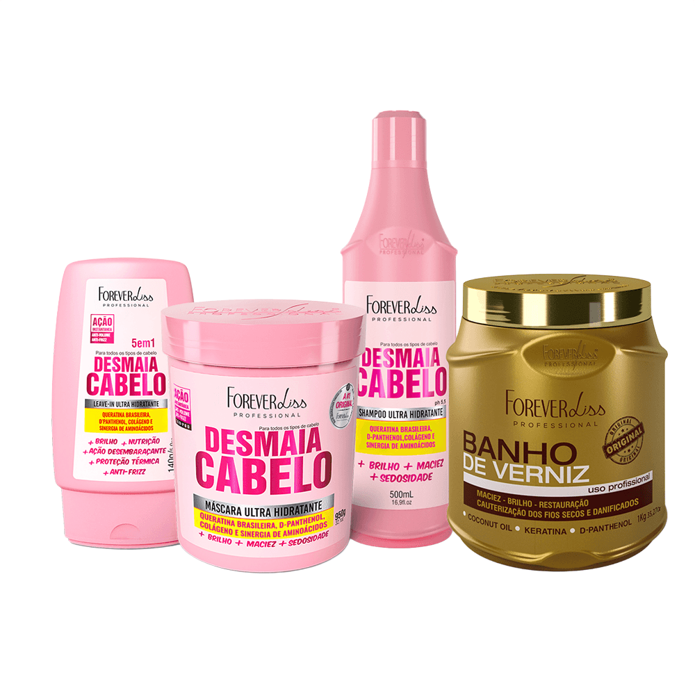 Kit Desmaia Cabelo Com Banho De Verniz Forever Liss