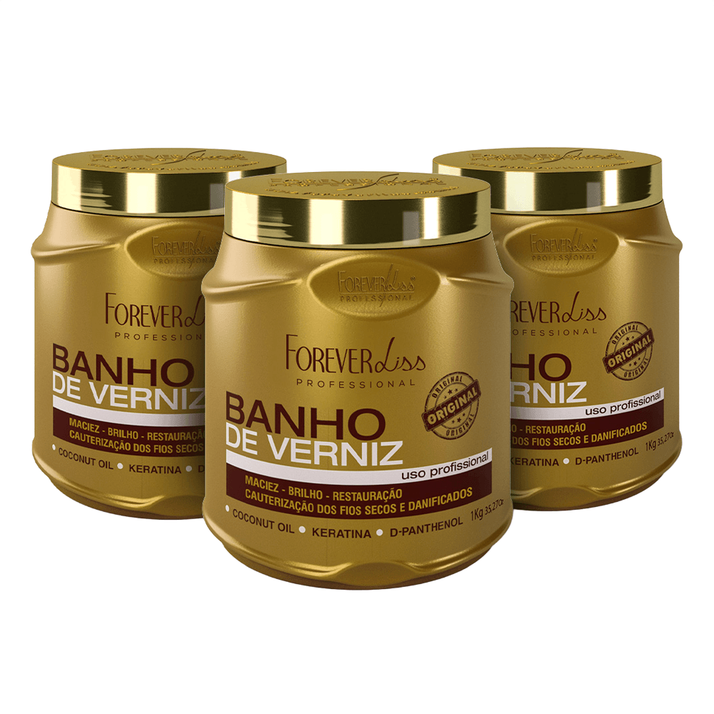 Combo Com 3 Máscaras Banho De Verniz Forever Liss 1kg
