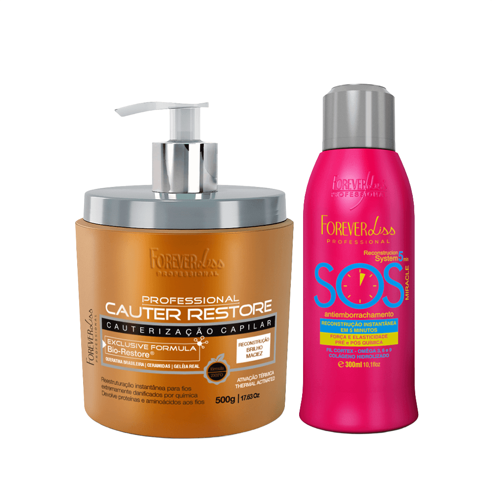 Kit Cauter Restore 500g + Sos Antiemborrachamento 300ml Forever Liss