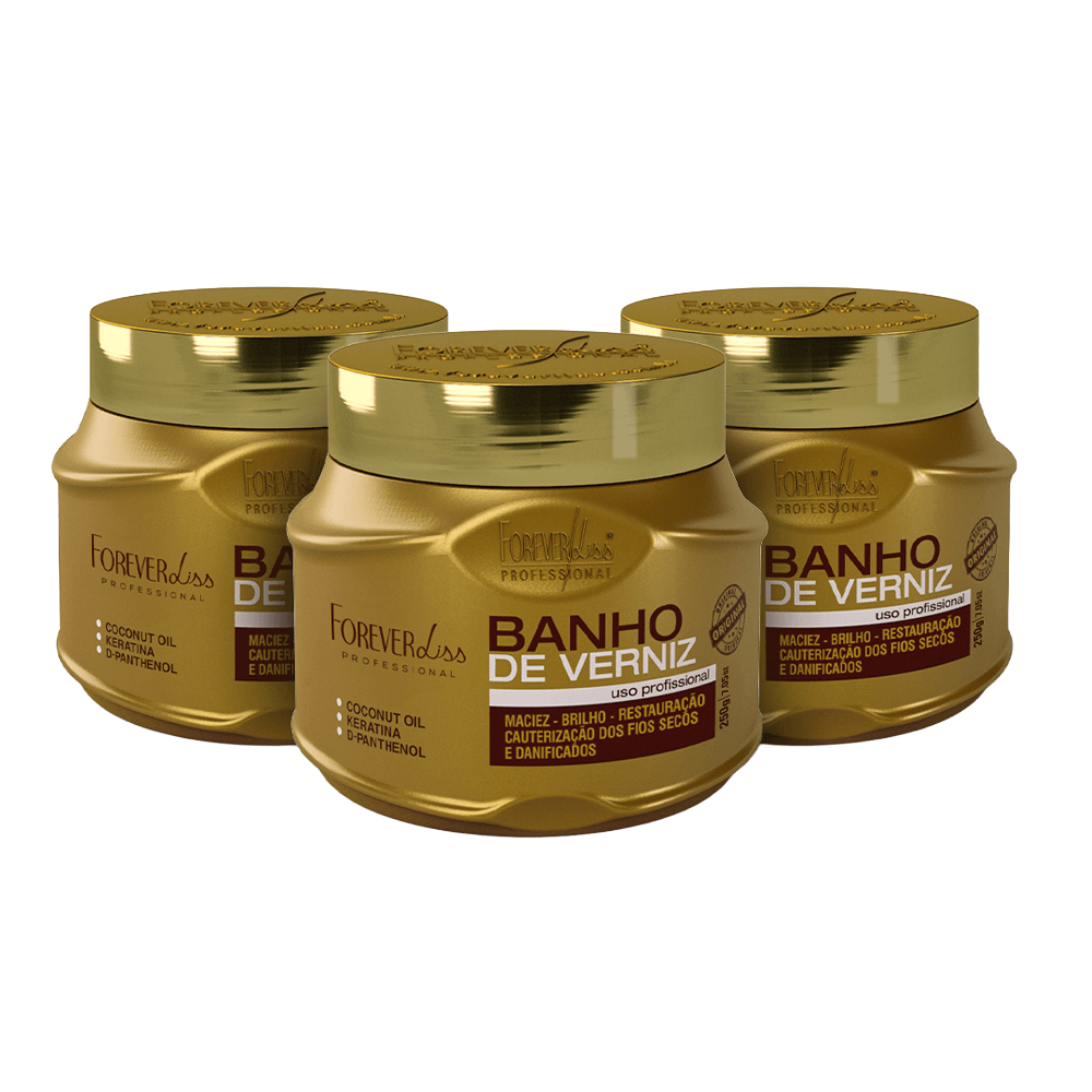 Combo Com 3 Máscaras Banho De Verniz Forever Liss 250g
