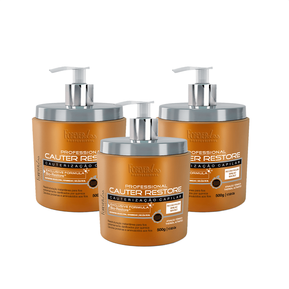 Combo 3 Máscara Cauterização Capilar Forever Liss 500g