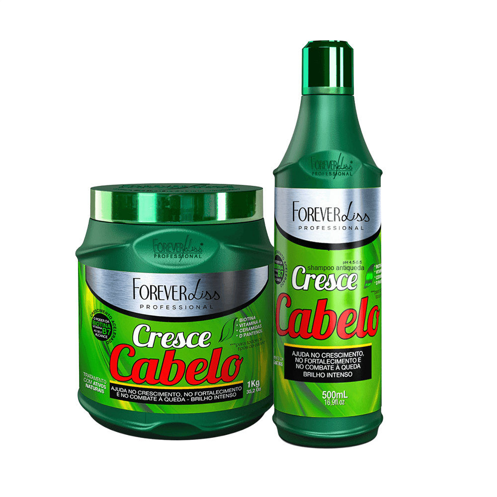 Kit Cresce Cabelo Crescimento Acelerado Profissional Shampoo 500ml + Máscara 1kg Forever Liss