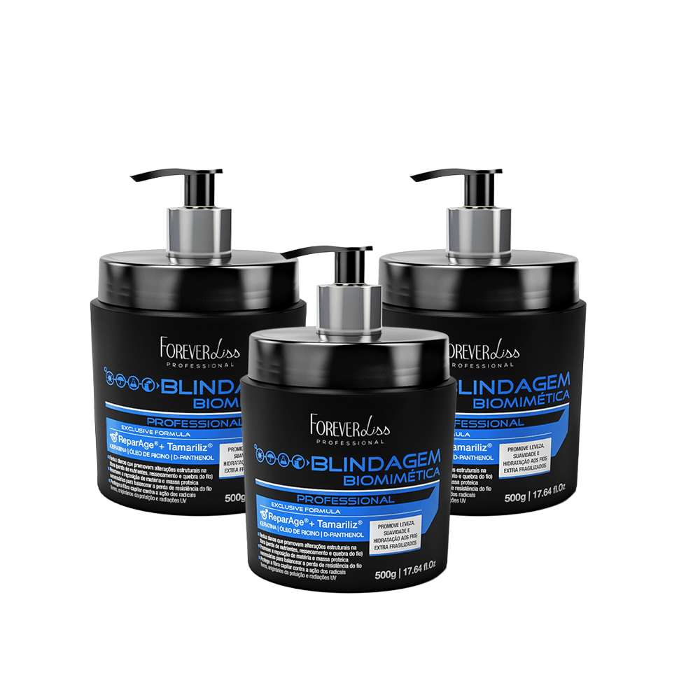 Combo 3 Blindagem Capilar Biomimétrica Forever Liss 500g