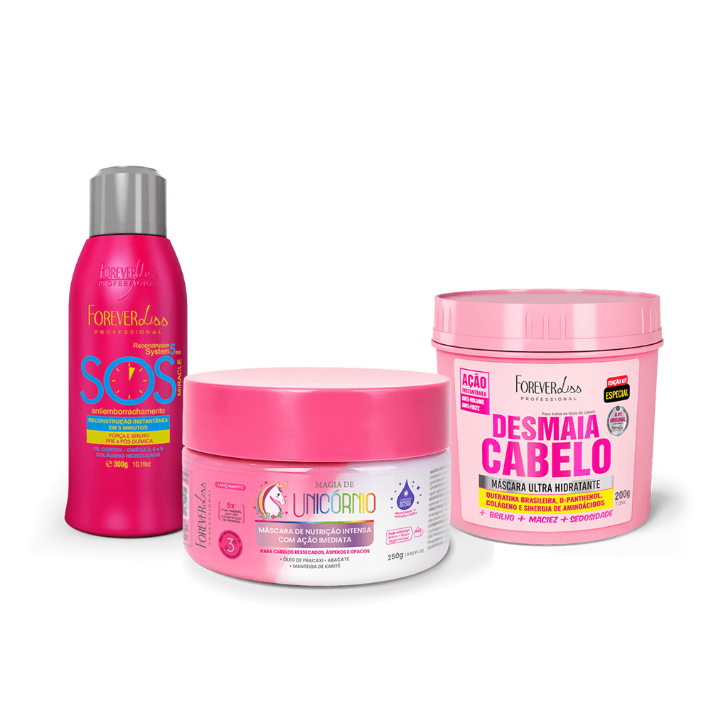 Kit Cronograma Da Especialista Máscara Nutrição 250g + Máscara Hidratante 200g + Sos Antiemborrachamento 300ml