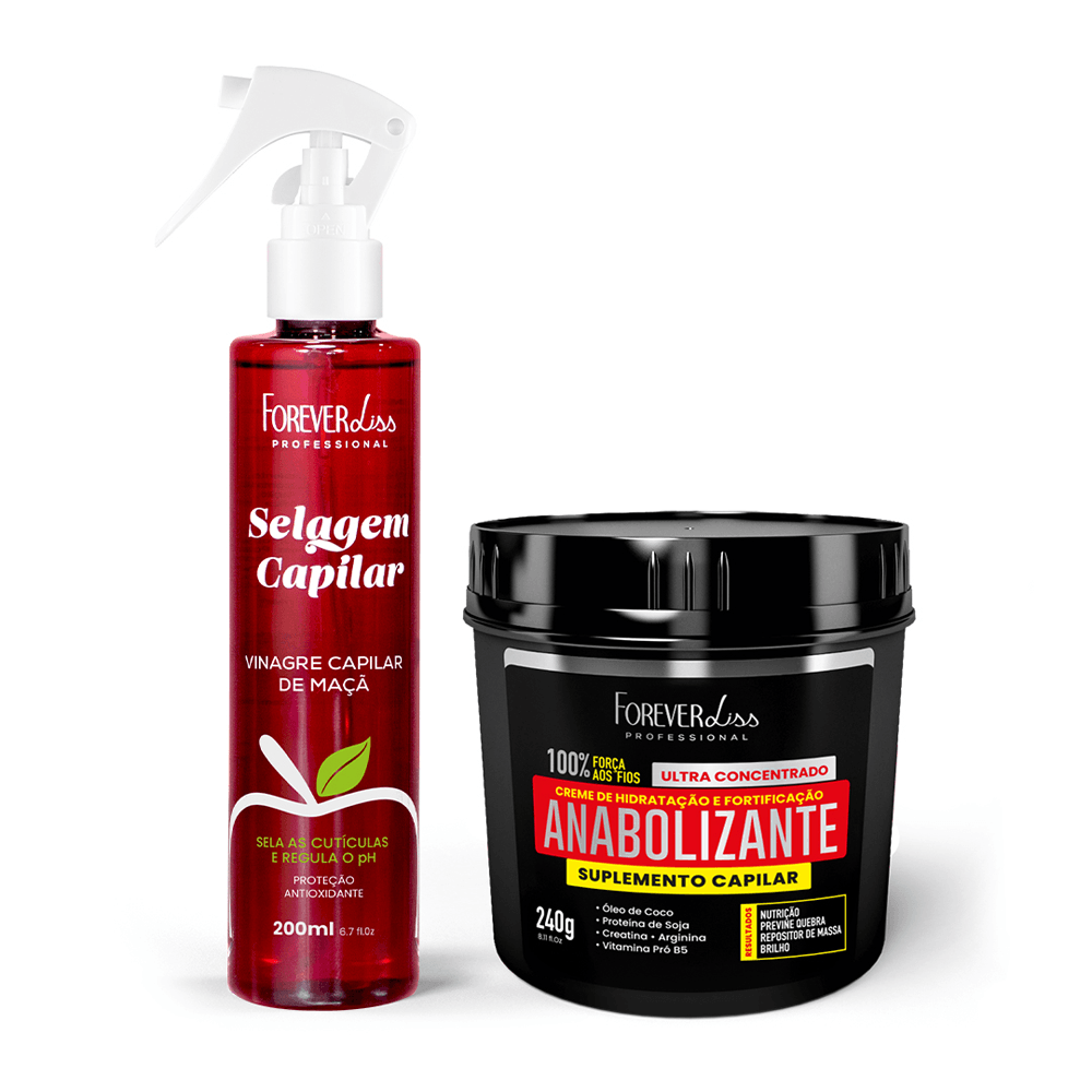 Kit  Forever Liss Vinagre Capilar De Maçã 200ml + Máscara Anabolizante 240g