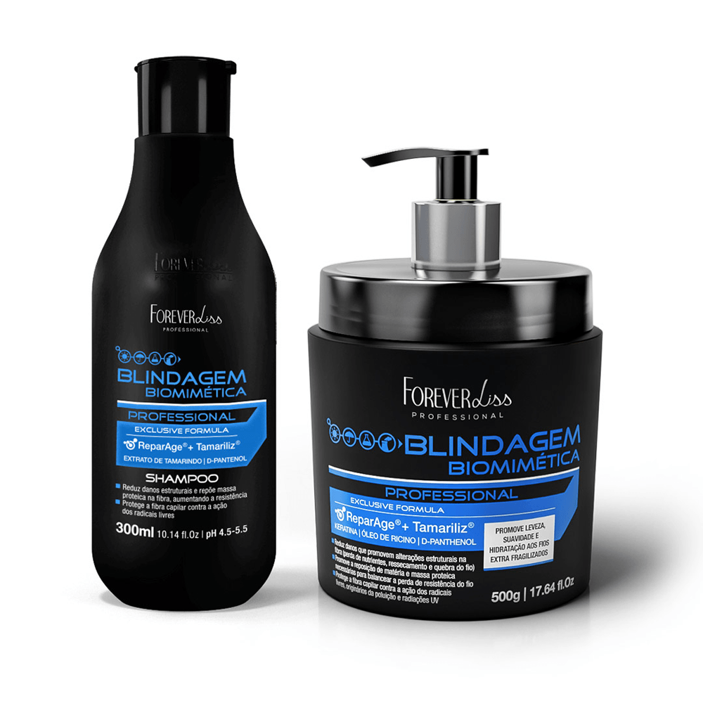 Kit Blindagem Capilar Forever Liss Shampoo 300ml + Máscara 500g