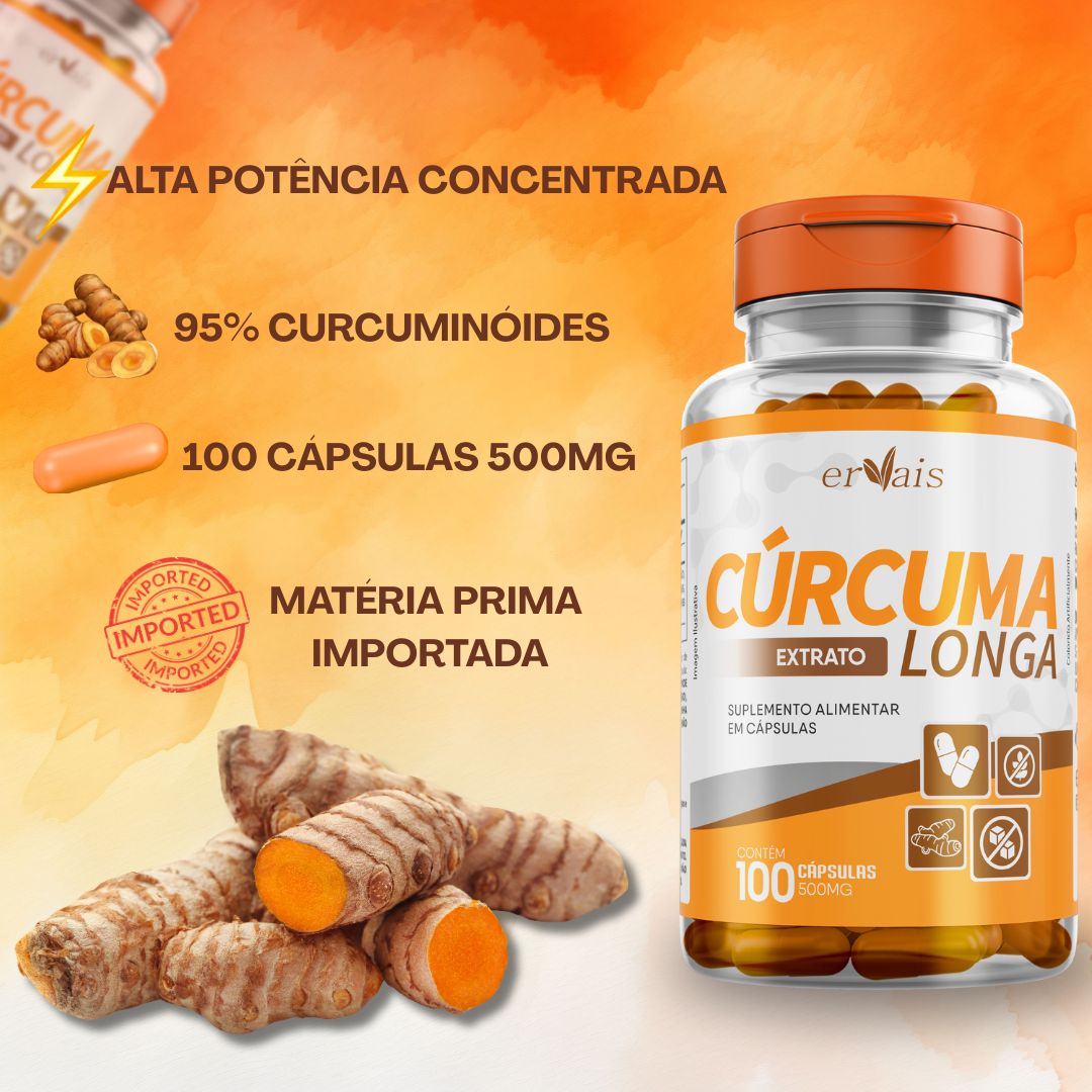Kit 2 Curcuma Extrato Curcumina Longa Pura Açafrão 100 cápsulas cada