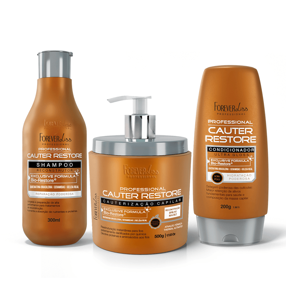 Kit Cauterização Completa Forever Liss Shampoo 300ml + Condicionador 200g + Máscara 500g