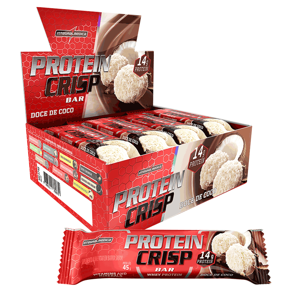 Barra Proteica Protein Crisp Bar Integralmédica Doce Coco 12 unid