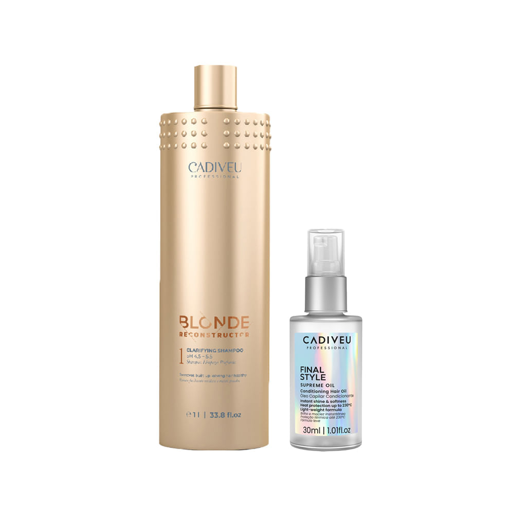 Kit Cadiveu Blonde Reconstructor Keeper Shampoo 1000ml + Óleo Capilar Final Style 110ml