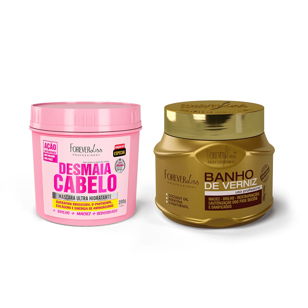 Kit Máscara Desmaia Cabelo 200g + Máscara Banho De Verniz 250g