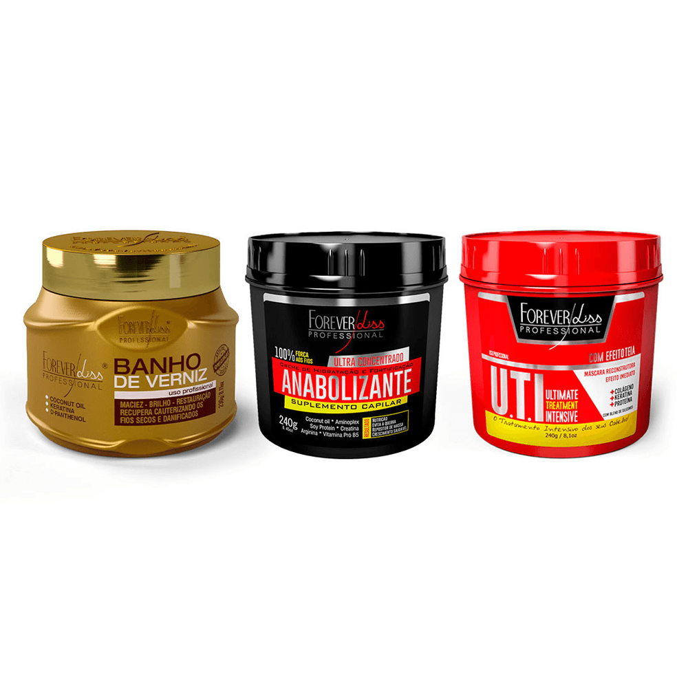 Kit Cronograma Capilar Com Banho De Verniz Forever Liss