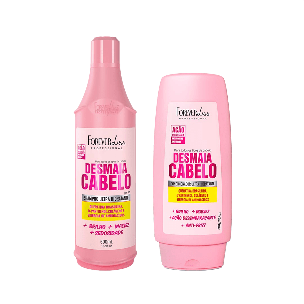 Kit Shampoo 500ml + Condicionador 300g Desmaia Cabelo Forever Liss
