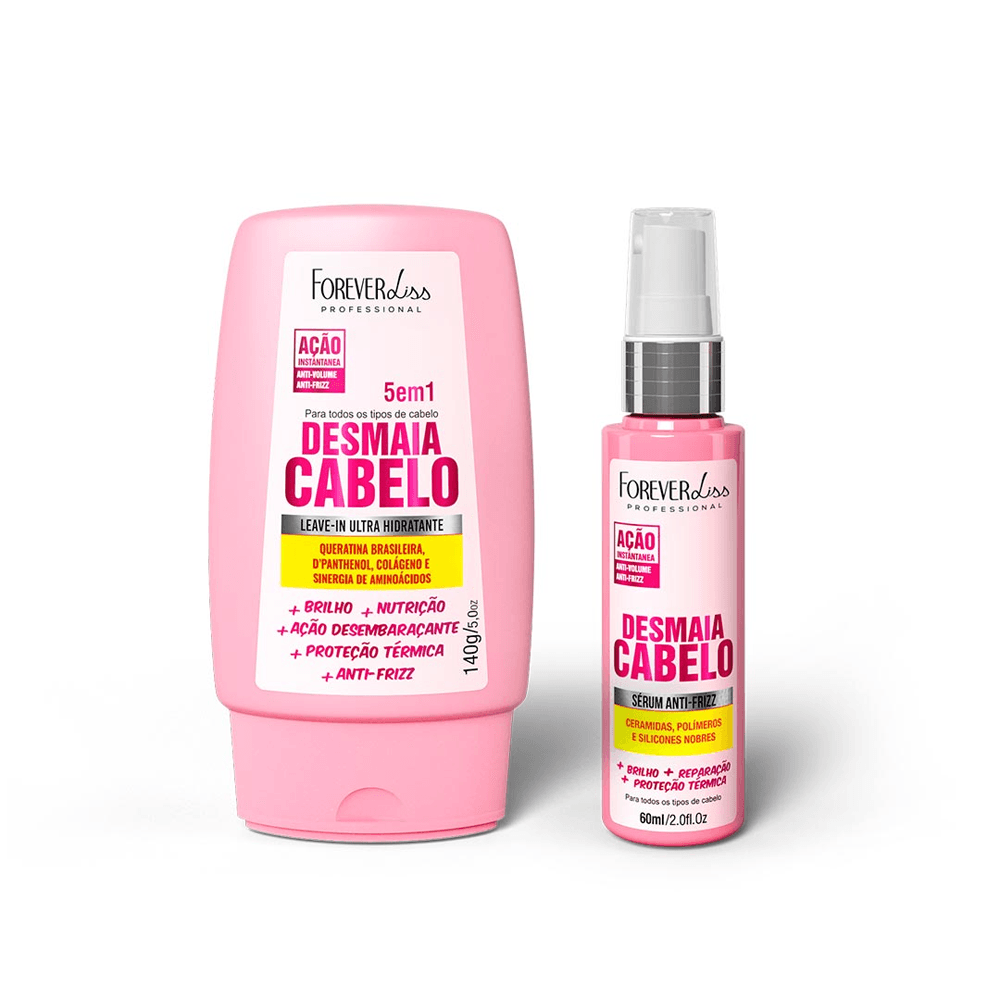 Kit Forever Liss Leave-in 140g + Sérum Desmaia Cabelo 60ml