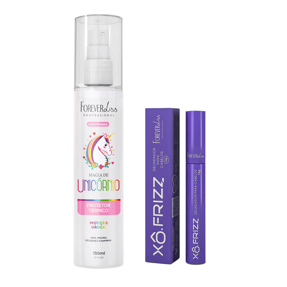 Kit Protetor Térmico Magia De Unicórnio 150ml + Modelador De Fios Xô Frizz 10g Forever Liss
