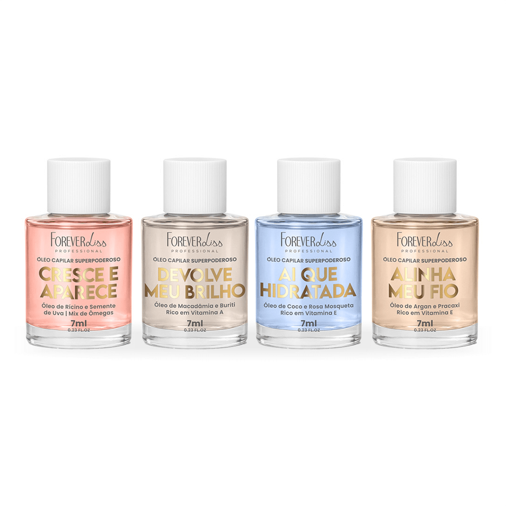 Kit Óleos Capilares Superpoderosos Completo Forever Liss 7ml 4 Unidades