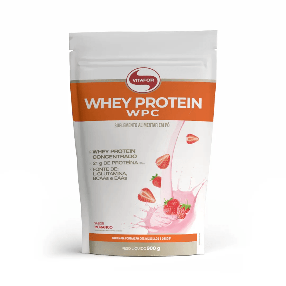 Whey Protein Concentrado Wpc Morango Vitafor 900g
