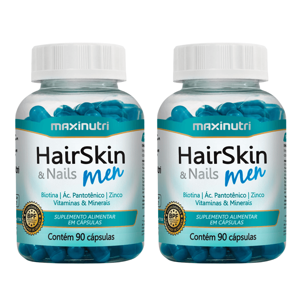 Kit 2 Multivitamínicos Hairskin & Nails Homem Maxinutri 90 cápsulas