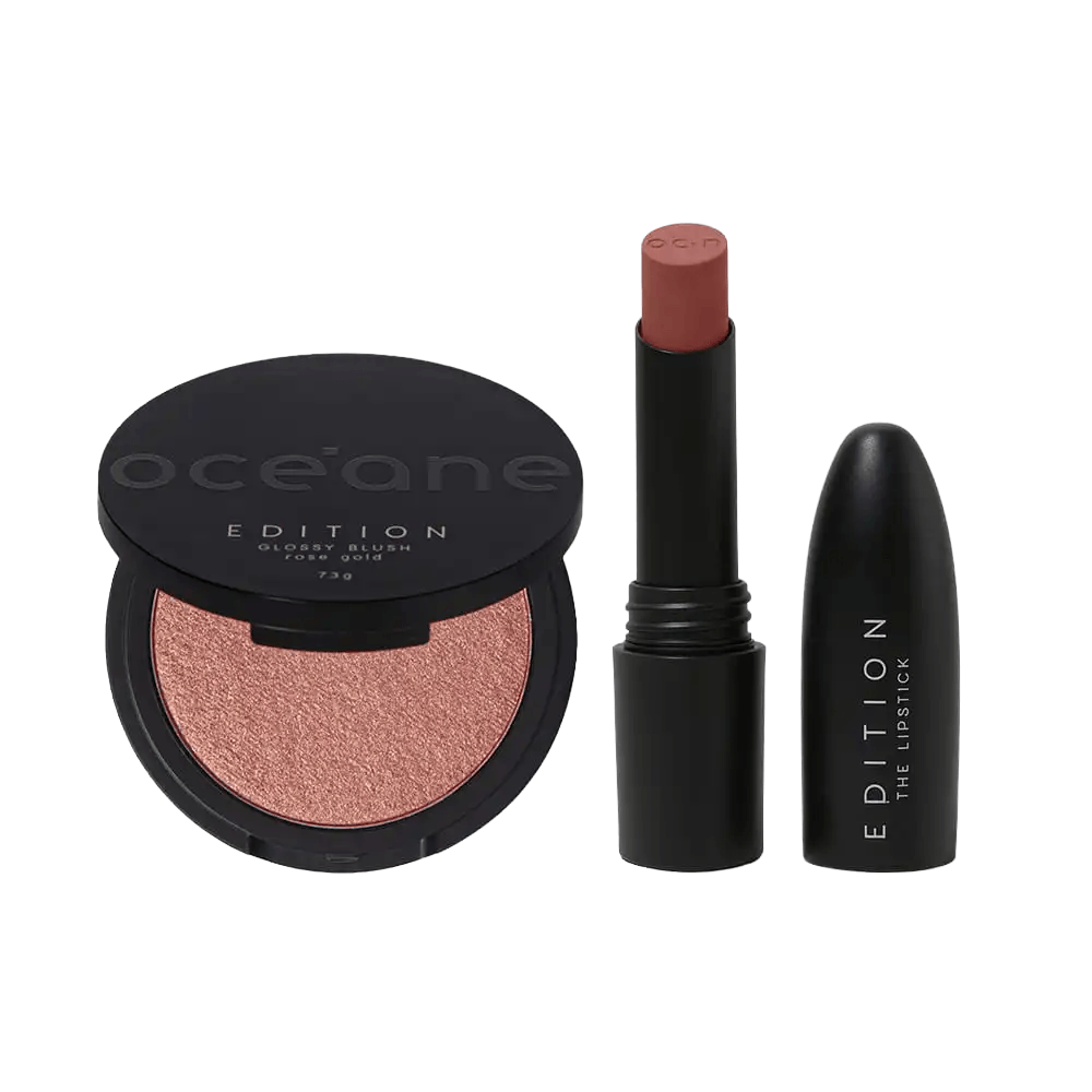 Kit Batom Rosa + Blush Cintilante Océane Edition