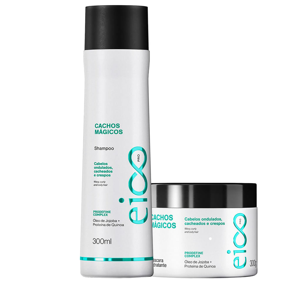 Kit Eico Pro Shampoo 300ml + Máscara Cachos Mágicos 300g
