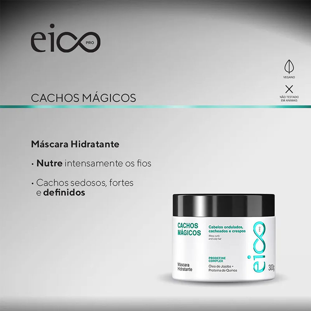 Kit Eico Pro Shampoo 300ml + Máscara Cachos Mágicos 300g