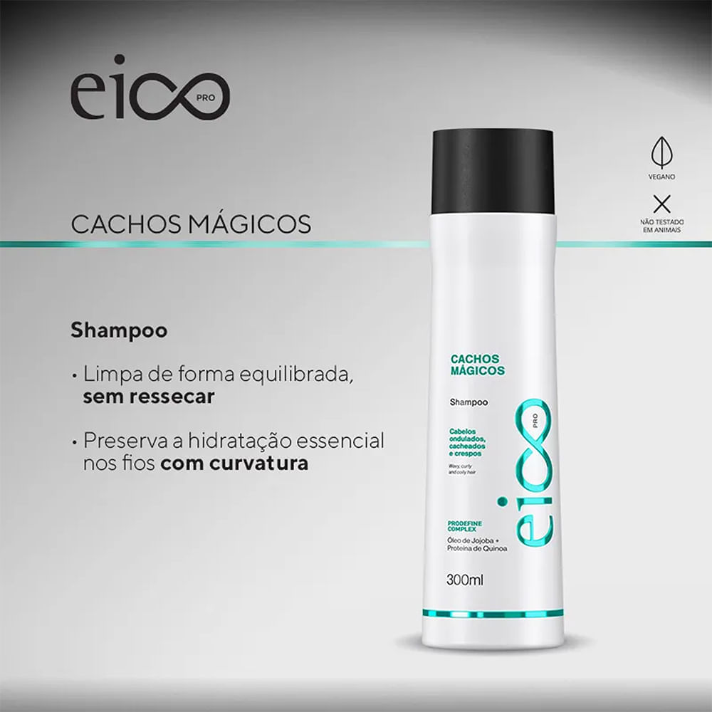 Kit Eico Pro Shampoo 300ml + Máscara Cachos Mágicos 300g