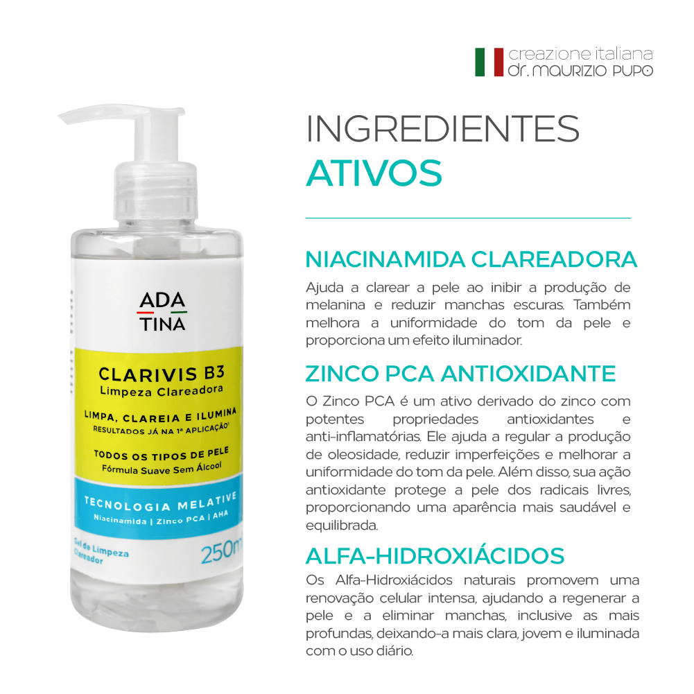 Gel de Limpeza Clareador Concentrado Clarivis B3 250ml