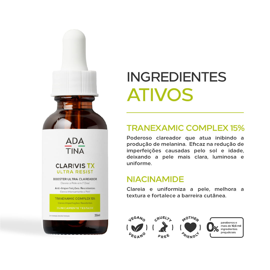 Sérum Clarivis Tx Ultra Resist Booster Clareador De Manchas E Melasma Resistente E Hormonal 30ml