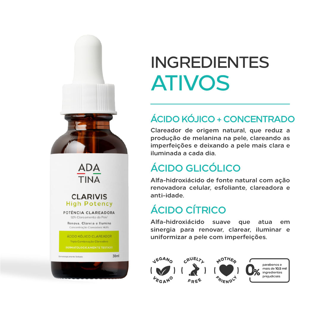 Sérum Potente Clareador de Manchas e Melasma Clarivis High Potency 30mL