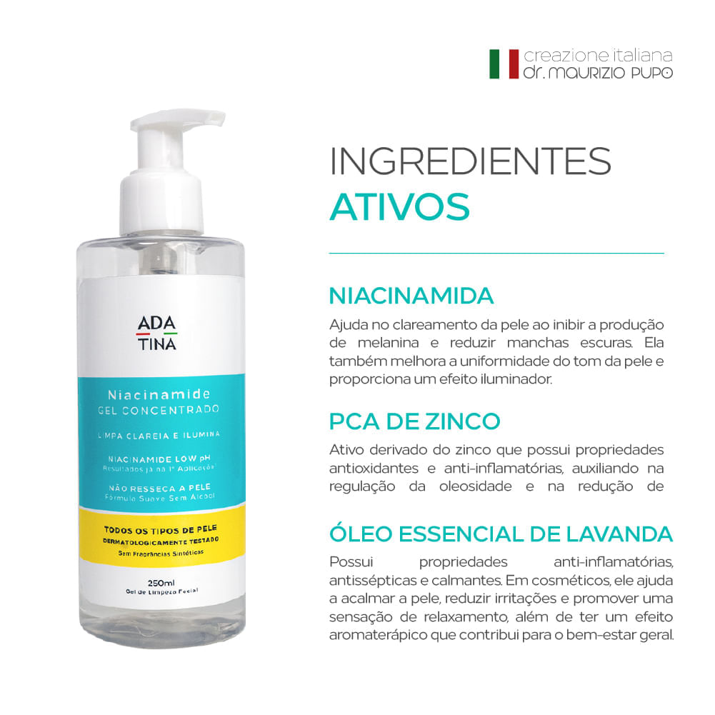 Sabonete Facial Clareador em Gel Concentrado para Todos os Tipos de Pele Niacinamide 250ml