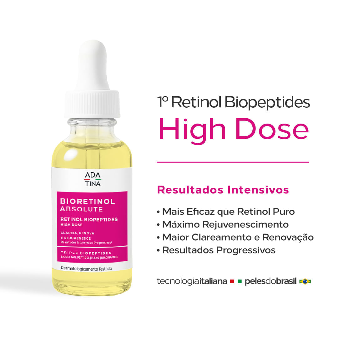Bioretinol Absolute Sérum Retinol Biopeptides High Dose Clareia, renova e rejuvenesce mais potente que retinol puro