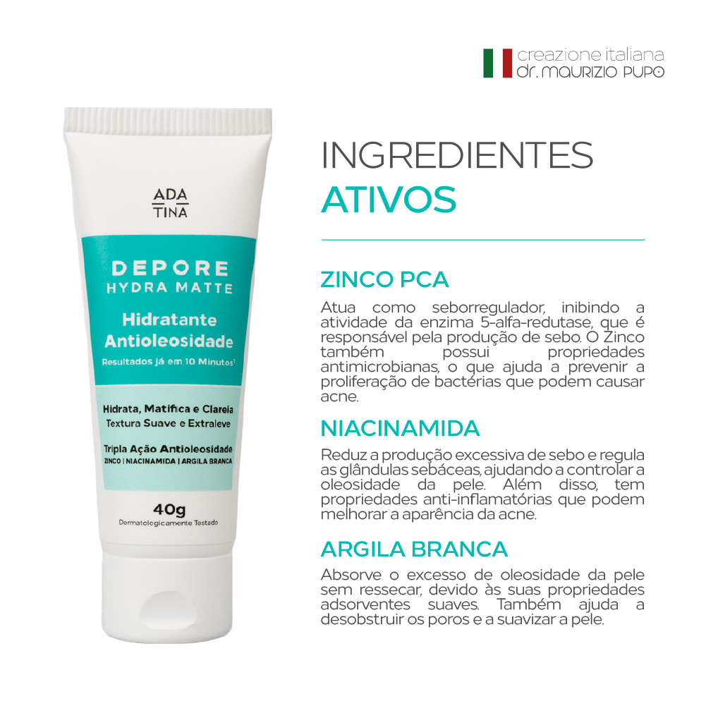 Hidrante Antiolesidade Clareador Efeito Matte Depore Hydra Matte 40g