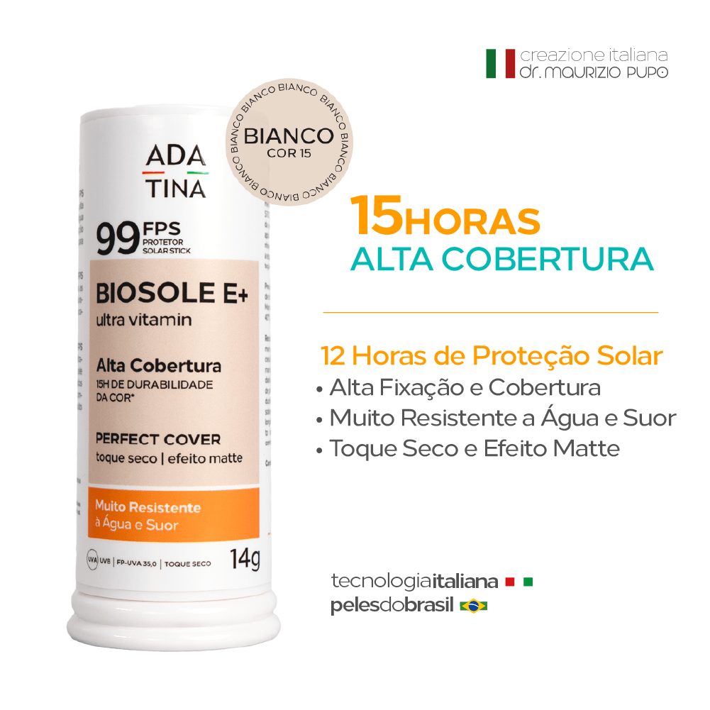 Protetor Solar Stick 12 Horas Alta Cobertura Biosole E Plus Ultra Vitamin FPS 99 Cor Bianco 14g