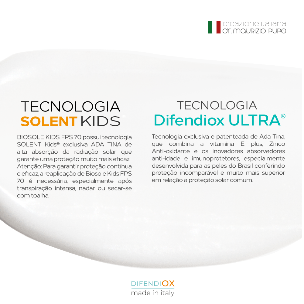 Protetor Solar Infantil Peles Ultra Delicadas Biosole Kids FPS 70 60ml